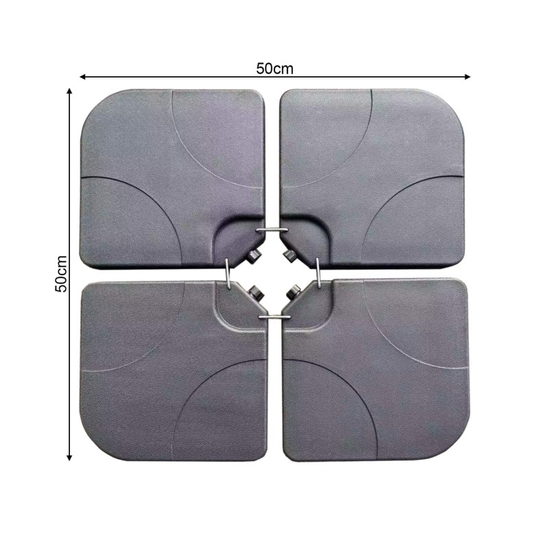 Pesos para Guarda-sol Rebecca Mobili Callistemon 7,5x50x50 Hdpe Preto SET 4 pçs