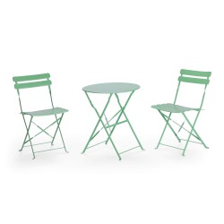 Mesa Redonda com Cadeiras Rebecca Mobili Daflah 71x60x60 Aço Verde Moderno SET 3 pçs