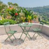 Table Ronde avec Chaises Rebecca Mobili Daflah 71x60x60 Acier Vert Moderne SET 3 pcs