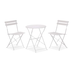 Mesa Redonda com Cadeiras Rebecca Mobili Berenj 71x60x60 Aço Branco Moderno SET 3 pçs