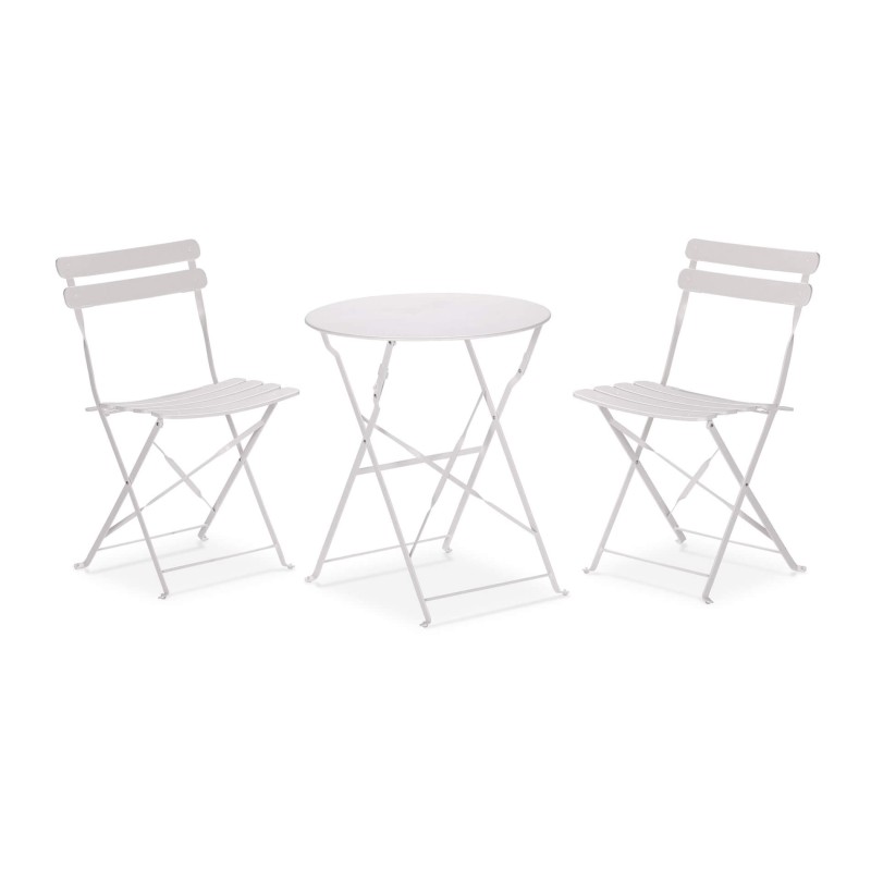 Table Ronde avec Chaises Rebecca Mobili Berenj 71x60x60 Acier Blanc Moderne SET 3 pcs