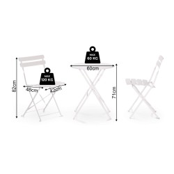 Table Ronde avec Chaises Rebecca Mobili Berenj 71x60x60 Acier Blanc Moderne SET 3 pcs