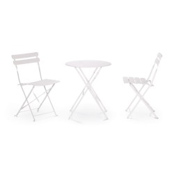 Mesa Redonda com Cadeiras Rebecca Mobili Berenj 71x60x60 Aço Branco Moderno SET 3 pçs