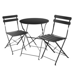 Round Table with Chairs Rebecca Mobili Pequi 71x60x60 Steel Black Modern SET 3 pcs