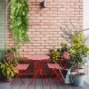 Rebecca Mobili Juego Bistrot Mesa y 2 Sillas Set para Exterior Acero Rojo para Balcón Jardín