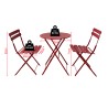 Rebecca Mobili Juego Bistrot Mesa y 2 Sillas Set para Exterior Acero Rojo para Balcón Jardín