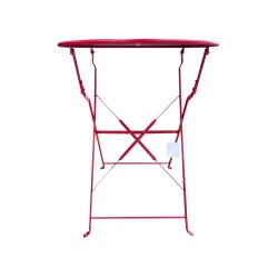 Rebecca Mobili Juego Bistrot Mesa y 2 Sillas Set para Exterior Acero Rojo para Balcón Jardín