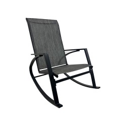 Rocking Chair Rebecca Mobili Portakal 94x104x60 Steel Polyester Dark Grey Black Modern