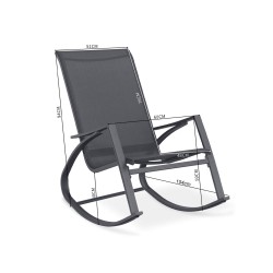 Rocking Chair Rebecca Mobili Portakal 94x104x60 Steel Polyester Dark Grey Black Modern