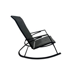 Rocking Chair Rebecca Mobili Portakal 94x104x60 Steel Polyester Dark Grey Black Modern