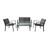 Gartenlounge Rebecca Mobili Achiote 75x110x58 Stahl Polyester Dunkelgrau Schwarz Modern SET 4 stk