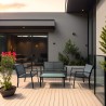 Garden Lounge Set Rebecca Mobili Achiote 75x110x58 Steel Polyester Dark Grey Black Modern SET 4 pcs
