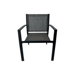 Salon de Jardin Rebecca Mobili Achiote 75x110x58 Acier Polyester Gris Foncé Noir Moderne ENSEMBLE 4 pcs