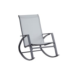 Silla Mecedora Rebecca Mobili Sadafuly 94x104x60 Acero Poliéster Gris claro Antracita Moderno