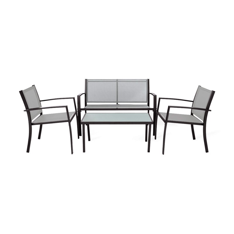 Salon de Jardin Rebecca Mobili Rawal 75x110x58 Acier Polyester Gris Clair Anthracite Moderne ENSEMBLE 4 pcs Salon de Jardin Rebecca Mobili Rawal 75x110x58 Acier Polyester Gris Clair Anthracite Moderne ENSEMBLE 4 pcs