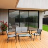 Salon de Jardin Rebecca Mobili Rawal 75x110x58 Acier Polyester Gris Clair Anthracite Moderne ENSEMBLE 4 pcs