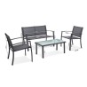 Salon de Jardin Rebecca Mobili Rawal 75x110x58 Acier Polyester Gris Clair Anthracite Moderne ENSEMBLE 4 pcs