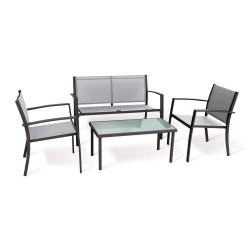 Salon de Jardin Rebecca Mobili Rawal 75x110x58 Acier Polyester Gris Clair Anthracite Moderne ENSEMBLE 4 pcs