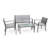 Salon de Jardin Rebecca Mobili Rawal 75x110x58 Acier Polyester Gris Clair Anthracite Moderne ENSEMBLE 4 pcs