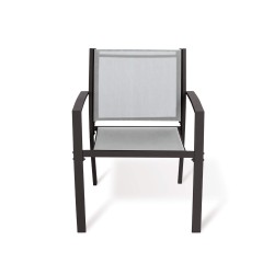 Salon de Jardin Rebecca Mobili Rawal 75x110x58 Acier Polyester Gris Clair Anthracite Moderne ENSEMBLE 4 pcs