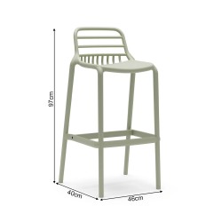 Barhocker Rebecca Mobili Hindiba 97x46x40 Polypropylen Hellgrün Moderno SET 2 stk