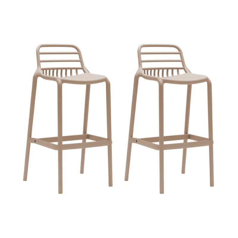Barhocker Rebecca Mobili Pteris 97x46x40 Polypropylen Taupe Moderno SET 2 stk Barhocker Rebecca Mobili Pteris 97x46x40 Polypropylen Taupe Moderno SET 2 stk