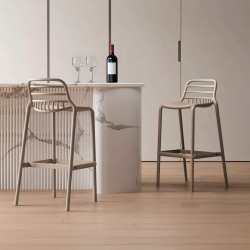 Barhocker Rebecca Mobili Pteris 97x46x40 Polypropylen Taupe Moderno SET 2 stk
