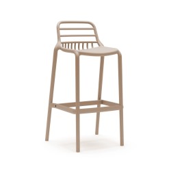 Taburete de Bar Rebecca Mobili Pteris 97x46x40 Polipropilene Taupe Moderno CONJUNTO 2 pz