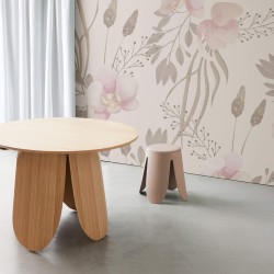 Kruk Rebecca Mobili Ambonya 46x30x30 Polypropyleen Kunstleer Roze Modern SET 2 stk