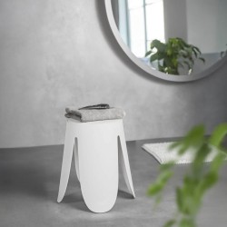 Kruk Rebecca Mobili Koten 46x30x30 Polypropyleen Kunstleer Wit Modern SET 2 stk