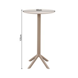 High Table Rebecca Mobili Naqel 105x60x60 Polypropylene Taupe Modern