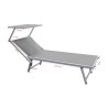 Rebecca Mobili Sonnenliege Graue Aluminium mit Verstellbarem Sonnendach für Garten und Strand