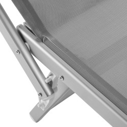 Rebecca Mobili Sonnenliege Graue Aluminium mit Verstellbarem Sonnendach für Garten und Strand