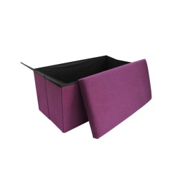 Rebecca Mobili Sitztruhe Fußhocker Bank Aufbewahrung Violett Baumwolle 38x76x38