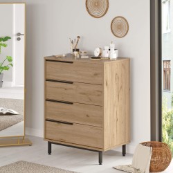 Ladenkastje 4 Lades Rebecca Mobili Maguey 95x75x44,5 Spaanplaat Ijzer Bruin Donkergrijs Modern