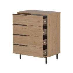 Ladenkastje 4 Lades Rebecca Mobili Maguey 95x75x44,5 Spaanplaat Ijzer Bruin Donkergrijs Modern