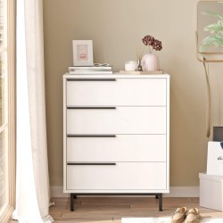 Commode 4 tiroirs Rebecca Mobili Vahona 95x75x44,5 Panneau de particules Fer Blanc Gris Foncé Moderne