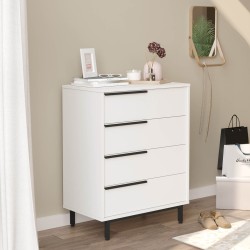 Ladenkastje 4 Lades Rebecca Mobili Vahona 95x75x44,5 Spaanplaat Ijzer Wit Donkergrijs Modern