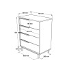 Commode 4 tiroirs Rebecca Mobili Vahona 95x75x44,5 Panneau de particules Fer Blanc Gris Foncé Moderne