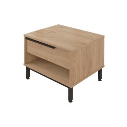 Mesita de Noche 1 Cajón Rebecca Mobili Jeera 53,5x42,5x44,5 Tablero de partículas Hierro Marrón Gris Oscuro Moderno