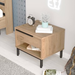Comodino 1 Cassetto Rebecca Mobili Jeera 53,5x42,5x44,5 Truciolato Ferro Marrone Grigio Scuro Moderno