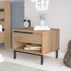 Comodino 1 Cassetto Rebecca Mobili Jeera 53,5x42,5x44,5 Truciolato Ferro Marrone Grigio Scuro Moderno