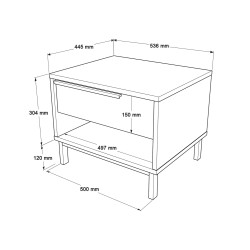 Comodino 1 Cassetto Rebecca Mobili Jeera 53,5x42,5x44,5 Truciolato Ferro Marrone Grigio Scuro Moderno