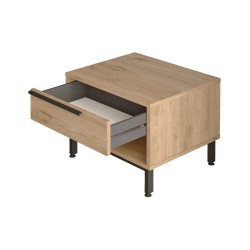 Mesita de Noche 1 Cajón Rebecca Mobili Jeera 53,5x42,5x44,5 Tablero de partículas Hierro Marrón Gris Oscuro Moderno