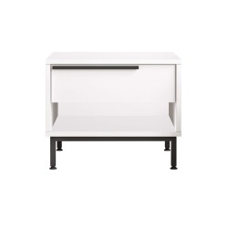 Mesita de Noche 1 Cajón Rebecca Mobili Sabbar 53,5x42,5x44,5 Tablero de partículas Hierro Blanco Gris Oscuro Moderno