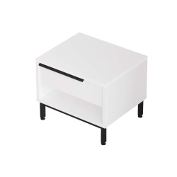 Mesita de Noche 1 Cajón Rebecca Mobili Sabbar 53,5x42,5x44,5 Tablero de partículas Hierro Blanco Gris Oscuro Moderno