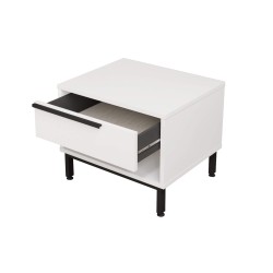 Criado-mudo 1 Gaveta Rebecca Mobili Sabbar 53,5x42,5x44,5 Aglomerado Ferro Branco Cinza Escuro Moderno