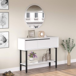 Consolle con Specchio Rebecca Mobili Dudhal 76x100x29,5 Truciolato Ferro Bianco Grigio Scuro Moderno