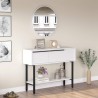 Consolle con Specchio Rebecca Mobili Dudhal 76x100x29,5 Truciolato Ferro Bianco Grigio Scuro Moderno