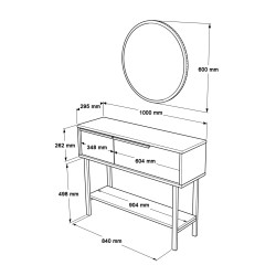 Console met Spiegel Rebecca Mobili Dudhal 76x100x29,5 Spaanplaat Ijzer Wit Donkergrijs Modern